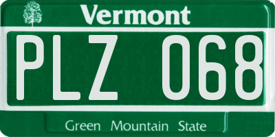 VT license plate PLZ068