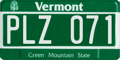 VT license plate PLZ071