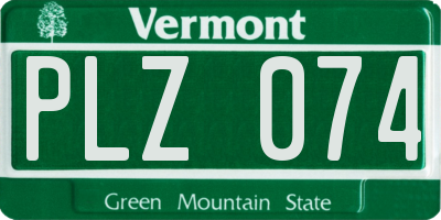 VT license plate PLZ074