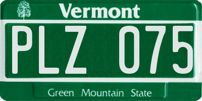 VT license plate PLZ075