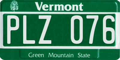 VT license plate PLZ076