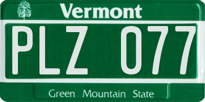 VT license plate PLZ077