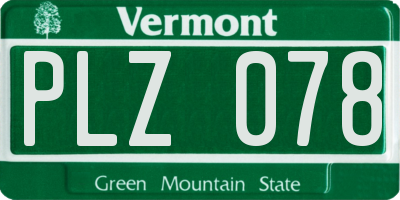 VT license plate PLZ078