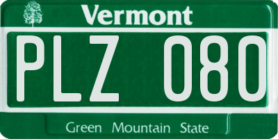 VT license plate PLZ080
