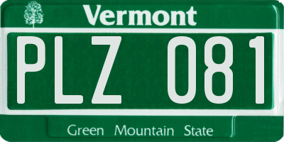 VT license plate PLZ081