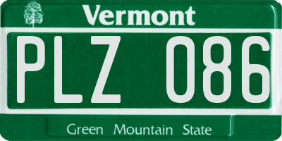 VT license plate PLZ086