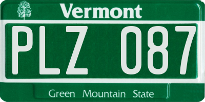 VT license plate PLZ087