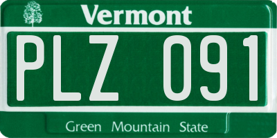 VT license plate PLZ091