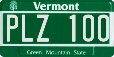 VT license plate PLZ100