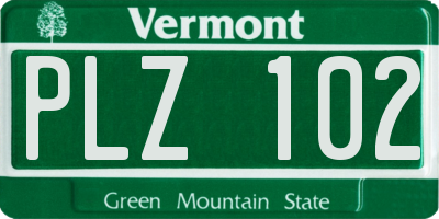 VT license plate PLZ102