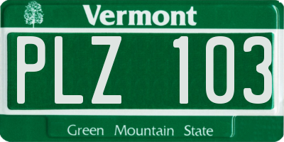 VT license plate PLZ103
