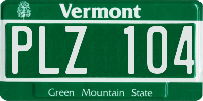 VT license plate PLZ104