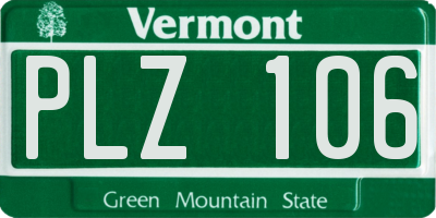 VT license plate PLZ106