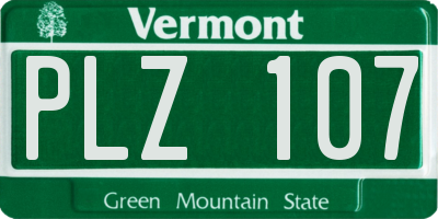 VT license plate PLZ107