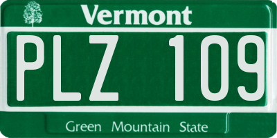 VT license plate PLZ109