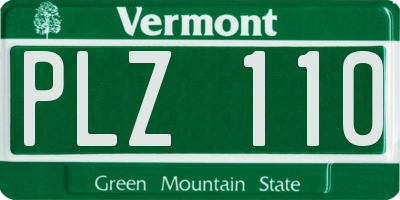 VT license plate PLZ110