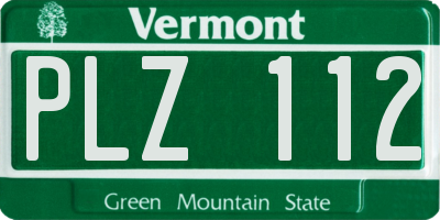 VT license plate PLZ112