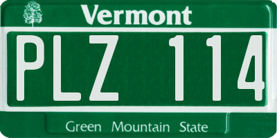 VT license plate PLZ114