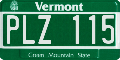 VT license plate PLZ115