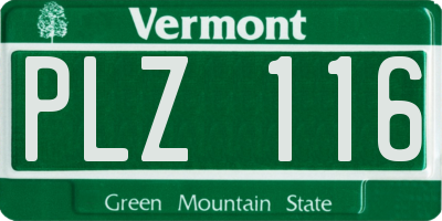 VT license plate PLZ116