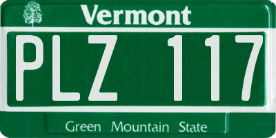 VT license plate PLZ117