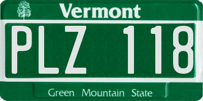 VT license plate PLZ118
