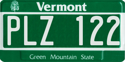 VT license plate PLZ122