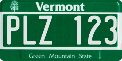 VT license plate PLZ123