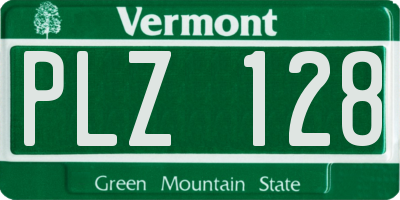 VT license plate PLZ128