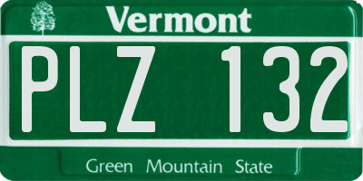 VT license plate PLZ132