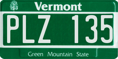 VT license plate PLZ135