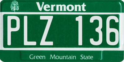 VT license plate PLZ136