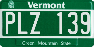 VT license plate PLZ139
