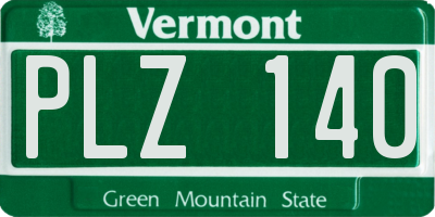 VT license plate PLZ140