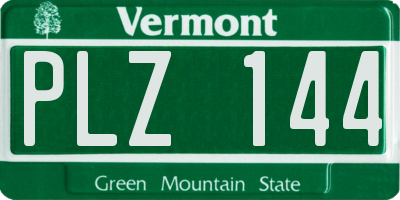 VT license plate PLZ144