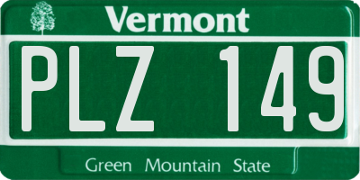 VT license plate PLZ149