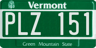 VT license plate PLZ151