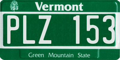 VT license plate PLZ153