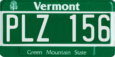 VT license plate PLZ156