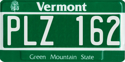 VT license plate PLZ162