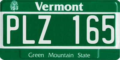 VT license plate PLZ165