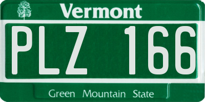 VT license plate PLZ166