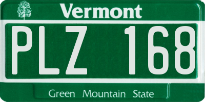 VT license plate PLZ168