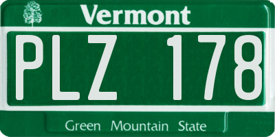 VT license plate PLZ178