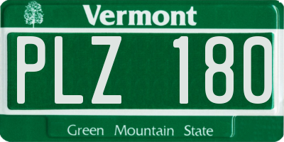 VT license plate PLZ180