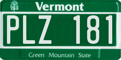 VT license plate PLZ181