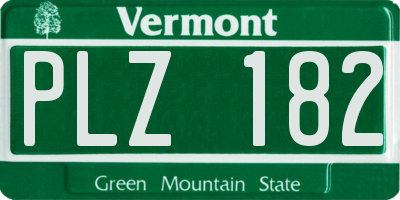 VT license plate PLZ182