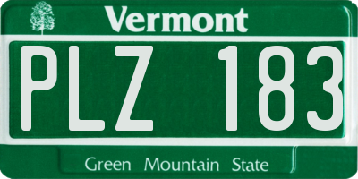VT license plate PLZ183