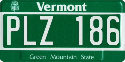 VT license plate PLZ186
