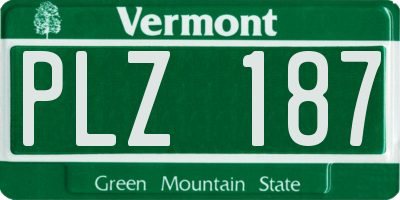 VT license plate PLZ187